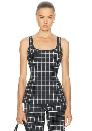 High Sport Two Tone Windowpane Inna Top in Charcoal Combo - Charcoal. Size M (also in S, L).