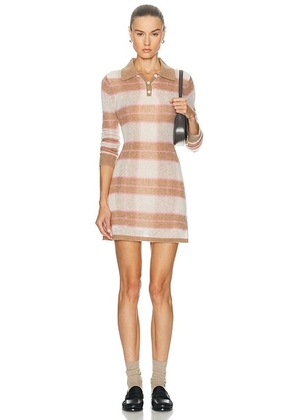 Guest In Residence Shadow Plaid Polo Dress in Taupe Combo - Taupe. Size S (also in M, XL).