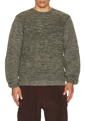 ISA BOULDER Solid Crochet Crewneck Sweater in Moss Grey - Grey. Size M (also in L, S, XL/1X).