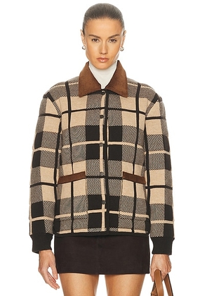 Guest In Residence Quilted Plaid Liner Jacket in Burnt Cocoa Combo - Brown. Size XS (also in M).