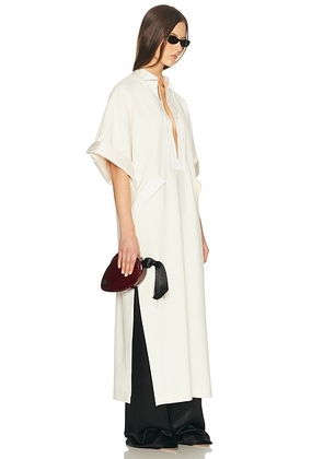 Helsa The Magda Dress in Thick Crepe in Ivory - Ivory. Size L (also in XXS, XS, S, M, XL).