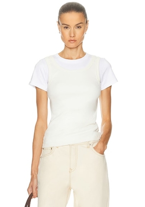 GRLFRND Layered Short Sleeve Tee in White & Bone - White. Size M (also in L, S, XL, XS, XXS).