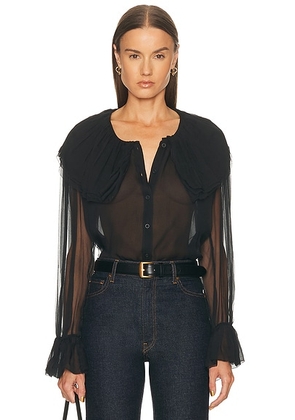 FRAME Tiered Statement Blouse in Black - Black. Size M (also in S, XL, XS).