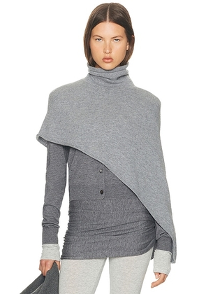 Helsa Loxley Asymmetric Cape in Heather Grey - Grey. Size M (also in XXS, XS, S, L, XL).