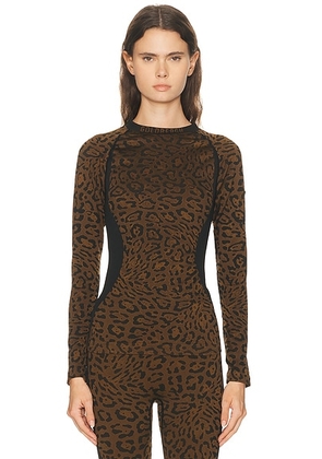 Goldbergh Feline Baselayer Long Sleeve Top in Jaguar - Brown. Size L/XL (also in ).
