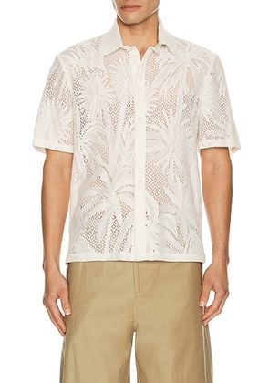 SIMKHAI Conrad Short Sleeve Shirt in Ivory - Ivory. Size L (also in S, XL/1X, XXL/2X).