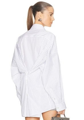 Helmut Lang Placket Cinch Shirt in White & Navy - White. Size M (also in L).