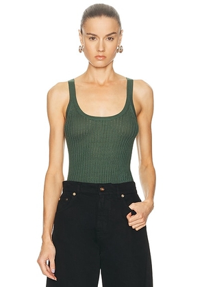 Gabriela Hearst Nevin Pointelle Tank Top in English Green - Green. Size M (also in XS, S, L).