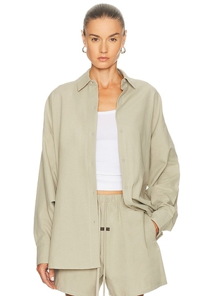 Fear of God ESSENTIALS Brushed Oxford Relaxed Shirt in Abbey Stone - Neutral. Size M (also in XS, S, L).