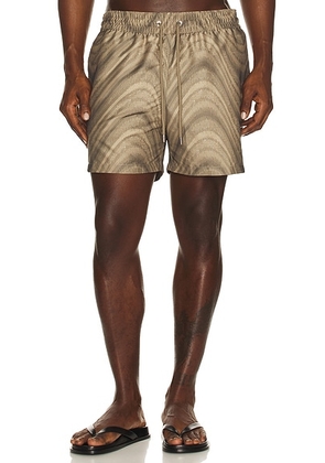 Frescobol Carioca Rio Jacquard Fibra Swim Short in Khaki - Green. Size M (also in L, S, XL/1X, XXL/2X).