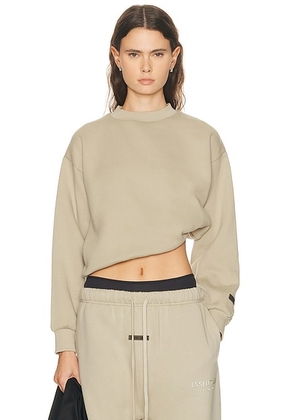 Fear of God ESSENTIALS Fleece Classic Fit Crewneck in Abbey Stone - Beige. Size M (also in XXS, S, L).