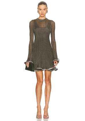 SIMKHAI Zelda Mini Dress in Gunmetal Silver - Olive. Size L (also in S).