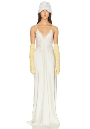 Helsa Mix Media Slip Dress in Ivory - Ivory. Size L (also in XXS, XS, S, M, XL).