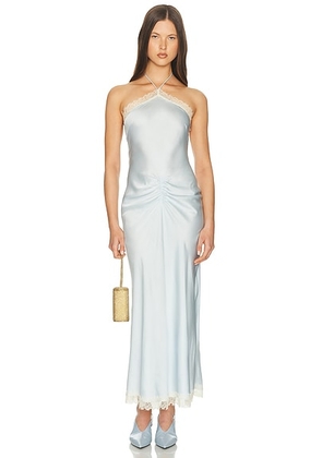Helsa Viscose Satin Dress With Lace in Baby Blue - Baby Blue. Size L (also in XXS, XS, S, M, XL).