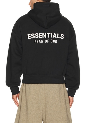 Fear of God ESSENTIALS Classic Full Zip Up Hoodie in Vintage Black - Black. Size L (also in ).