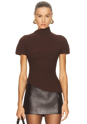 Cult Gaia Annemie Knit Top in Java - Brown. Size L (also in M, S, XL, XS).