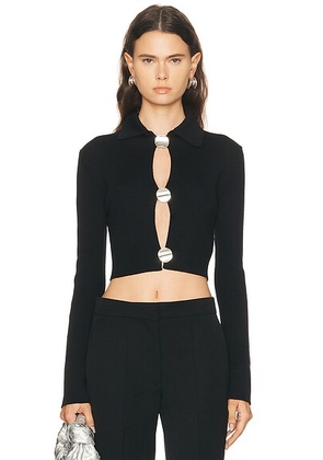 Jil Sander Polo Cardigan in Black - Black. Size 36 (also in 38, 40).