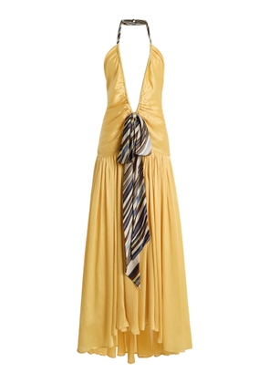 SIEDRÉS Exclusive Liessa Plunged Satin Maxi Dress - Moda Operandi