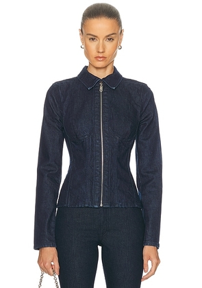 GRLFRND Danielle Bustier Jacket in Alvarado St - Blue. Size L (also in S, XXS, XS, M, XL).
