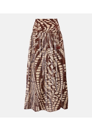 Poupette St Barth Carla semi-sheer printed cotton midi skirt