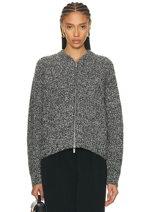 Helmut Lang Marled Zip Up Sweater in Black & White - Charcoal. Size XL (also in XS, M).