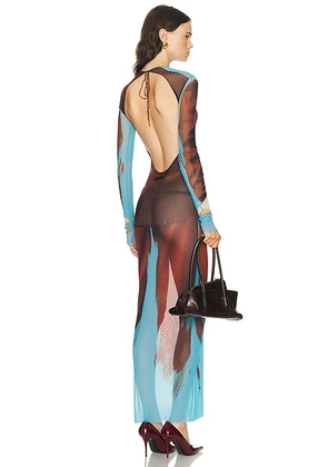 Jean Paul Gaultier Tennis Costume Long Dress in Multicolor - Blue,Brown. Size M (also in XS, S, L, XL).