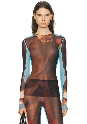 Jean Paul Gaultier Tennis Costume Top in Multicolor - Blue,Brown. Size M (also in XS, S, L, XL).