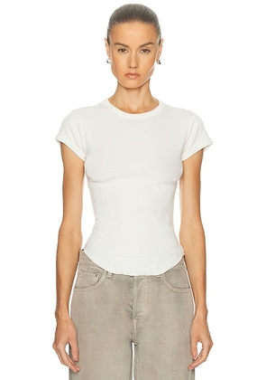 GRLFRND Scoop Hem Baby Tee in Bone - Ivory. Size S (also in L, XL, XS).