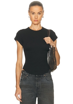 GRLFRND Scoop Hem Baby Tee in Black - Black. Size M (also in S, XL, XS, XXS).