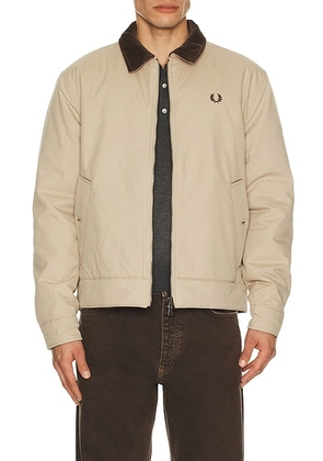 Fred Perry Cotton Caban Jacket in Warm Oat - Cream. Size M (also in S).