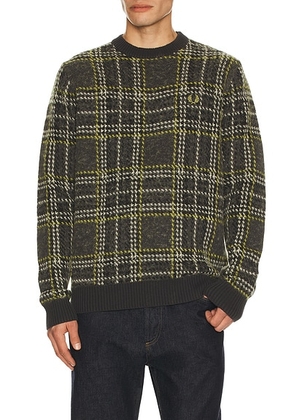Fred Perry Brushed Tartan Jumper in Anchor Grey - Grey. Size M (also in L, S).