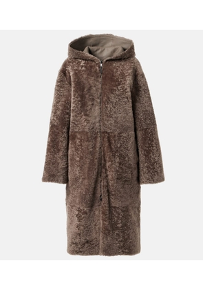 Joseph Reversible shearling and leather hooded coat