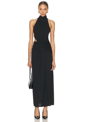 Johanna Ortiz Retro Drape Maxi Dress in Black - Black. Size 6 (also in 8).