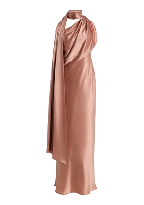 SEV Scarf-Neck Satin Midi Dress - Moda Operandi