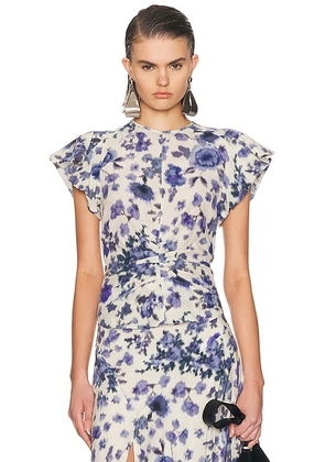 Isabel Marant Tullya Top in Blue - White,Blue. Size 38 (also in 36, 40, 42).