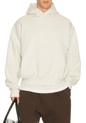 Fear of God ESSENTIALS Classic Hoodie in Oatmeal Heather - Light Grey. Size M (also in S, L, XL/1X, XXL/2X).
