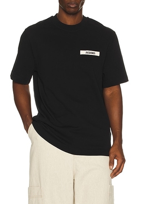 JACQUEMUS Le Tee Gros Grain in Black - Black. Size S (also in L).