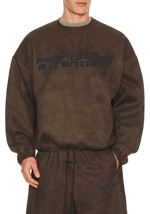 Fear of God ESSENTIALS Modern Crewneck Sweatshirt in Brown - Brown. Size M (also in XS, S, L, XL/1X, XXL/2X).