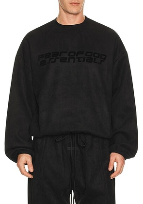 Fear of God ESSENTIALS Modern Crewneck Sweatshirt in Vintage Black - Black. Size M (also in XS, S, L, XL/1X, XXL/2X).
