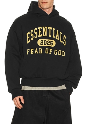Fear of God ESSENTIALS Classic Hoodie in Vintage Black - Black. Size M (also in XS, S, L, XL/1X, XXL/2X).