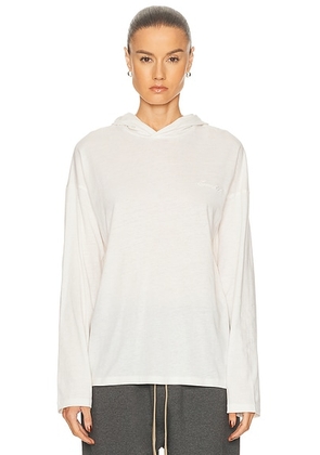 Fear of God ESSENTIALS Classic Fit Hooded Tee in Ivory - Ivory. Size M (also in L, S, XS, XXS).