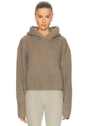Fear of God ESSENTIALS Heavy Waffle 90's Hoodie in Homestead Heather - Taupe. Size M (also in L, S, XS).