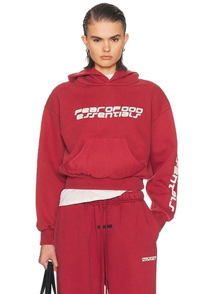 Fear of God ESSENTIALS Classic Hoodie in Crimson - Red. Size M (also in XS, S, L, XL).