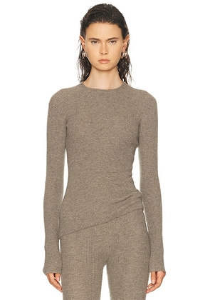 Fear of God ESSENTIALS Waffle Long Sleeve Top in Homestead Heather - Neutral. Size M (also in XS, S, L).