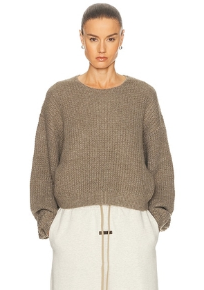 Fear of God ESSENTIALS Heavy Waffle 90's Sweater in Homestead Heather - Taupe. Size M (also in L, S, XL, XS).