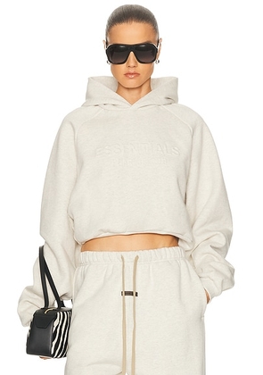 Fear of God ESSENTIALS 90's Raglan Hoodie in Oatmeal Heather - Light Grey. Size M (also in L, S, XS).