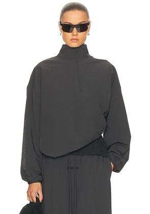 Fear of God ESSENTIALS Half Zip Pullover Sweatshirt in Iron Grey - Grey. Size M (also in L, S, XL).