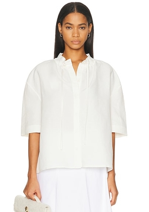 Jil Sander Short Sleeve Blouse in Latte - White. Size 36 (also in 34, 38, 40).