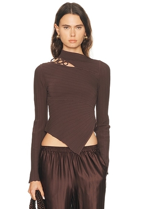 Cult Gaia Tayla Top in Luwak - Chocolate. Size L (also in XS, S, M).