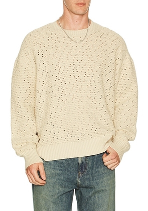 FRAME Crochet Sweater in Light Stone - Beige. Size L (also in S, M, XL/1X, XXL/2X).